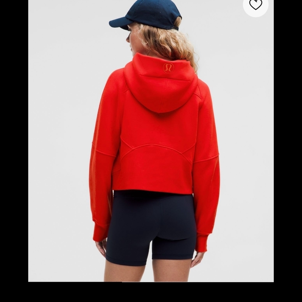 lululemon athletica Red Cropped Hoodie with Hooded Back Logo